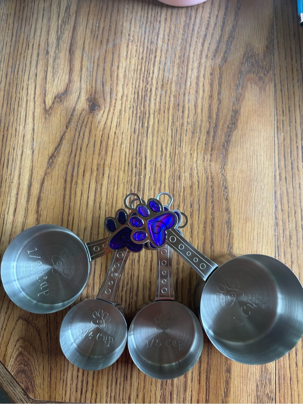 Stainless Steel Measuring Cups & Spoons with Purple Paw Charm